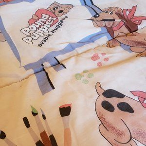 Vintage 1986 Pound Puppies Zip Up Kids Size Sleeping Bag Easel Painting Art Dogs